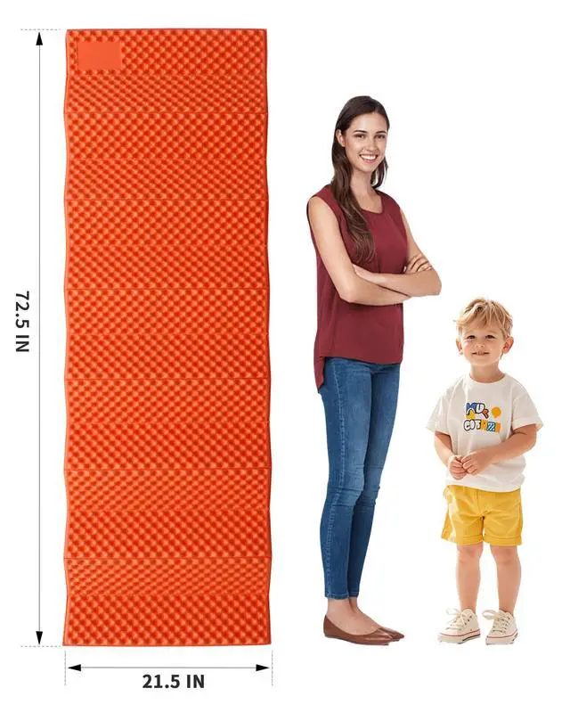 Alt view image 2 of 7 - Camping Foam Sleeping Pad, Lightweight Closed Cell Folding Camping Mat, Moisture-Proof, Orange, 73" X 5.2"X 0.6", 15.8 Oz