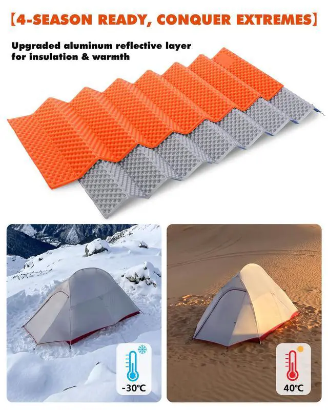 Alt view image 5 of 7 - Camping Foam Sleeping Pad, Lightweight Closed Cell Folding Camping Mat, Moisture-Proof, Orange, 73" X 5.2"X 0.6", 15.8 Oz