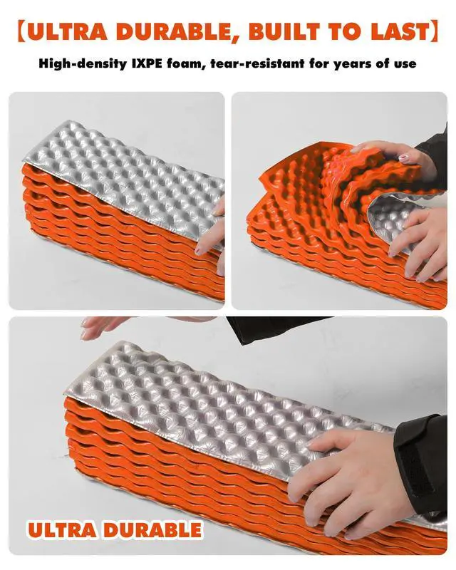 Alt view image 6 of 7 - Camping Foam Sleeping Pad, Lightweight Closed Cell Folding Camping Mat, Moisture-Proof, Orange, 73" X 5.2"X 0.6", 15.8 Oz