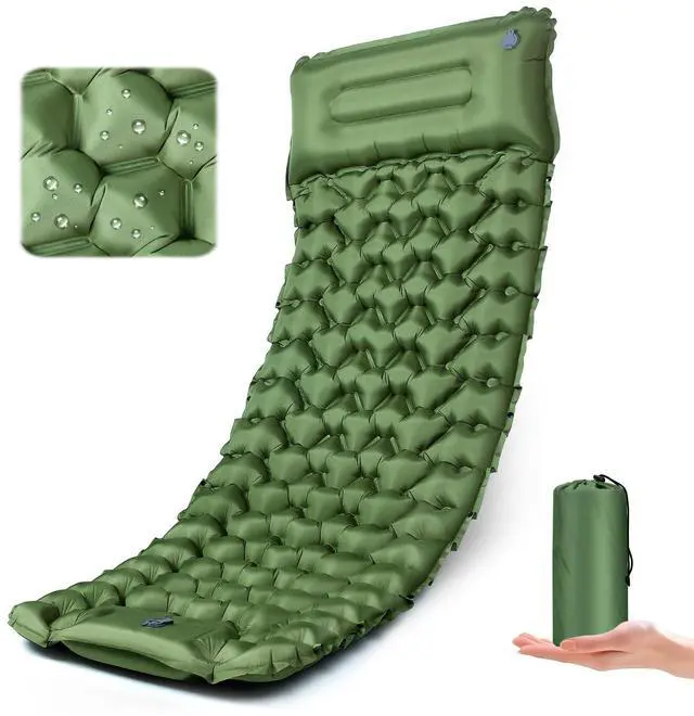 Main image of Sleeping Pad for Camping - Ultralight (1.9lbs) Inflatable Camping Mattress with Built-in Pillow & Foot Pump, 4" Thick Compact Air Pad for Backpacking, Hiking, Traveling, One-Second Deflation