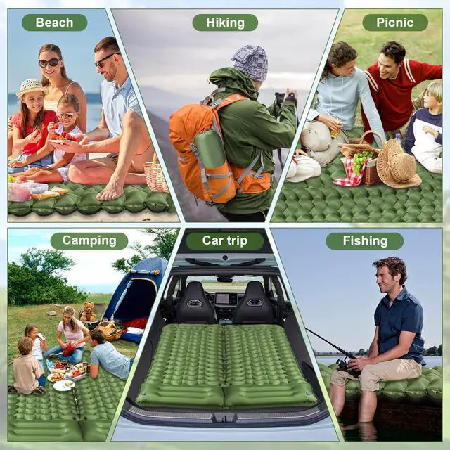 Alt view image 6 of 6 - Sleeping Pad for Camping - Ultralight (1.9lbs) Inflatable Camping Mattress with Built-in Pillow & Foot Pump, 4" Thick Compact Air Pad for Backpacking, Hiking, Traveling, One-Second Deflation