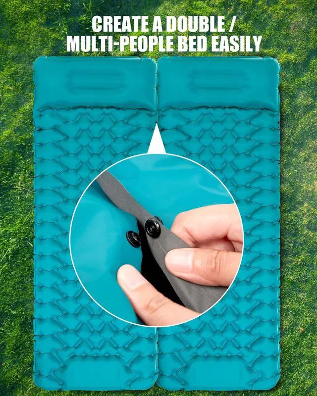 Alt view image 4 of 7 - Camping Sleeping Pad with Pillow: Extra Thick 3.9 inch Ultralight Self Inflating Air Mat, Compact Lightweight Insulated Inflatable Sleep Mattress for Backpacking, Camp, Hiking, Tent
