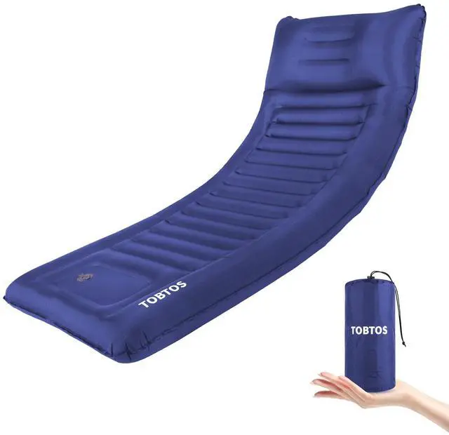 Main image of Inflatable Camping Sleeping Pad with Pillow, Thick 6 Inch Ultralight Sleeping Pad with Built-in Pump, Lightweight Sleeping Mat for Camping, Backpacking, Hiking, Tent (Blue)