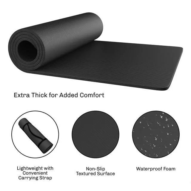 Alt view image 2 of 7 - Foam Sleeping Pad - Lightweight 0.5-Inch Mat for Camping, Cots, Tents, Backpacking, and Yoga - Non-Slip and Waterproof with Handle by (Black)