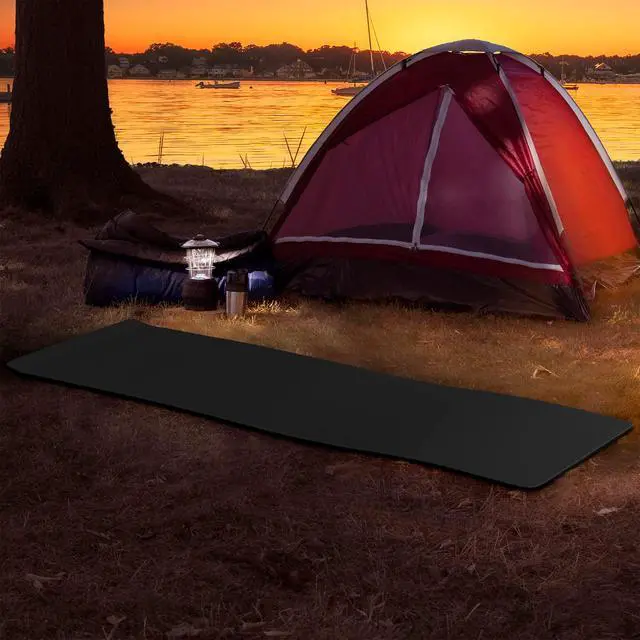 Alt view image 5 of 7 - Foam Sleeping Pad - Lightweight 0.5-Inch Mat for Camping, Cots, Tents, Backpacking, and Yoga - Non-Slip and Waterproof with Handle by (Black)