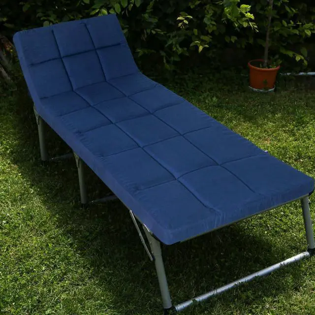 Alt view image 3 of 6 - Cot Topper (Improved Thickness), Foam Quilted Cot Pads for Camping, Soft Comfortable Camping Cot Pad Only, Camping Pad 75"x30" for Camp Cot/Rv Bunk/Narrow Twin Beds, Camping Essentials, Navy