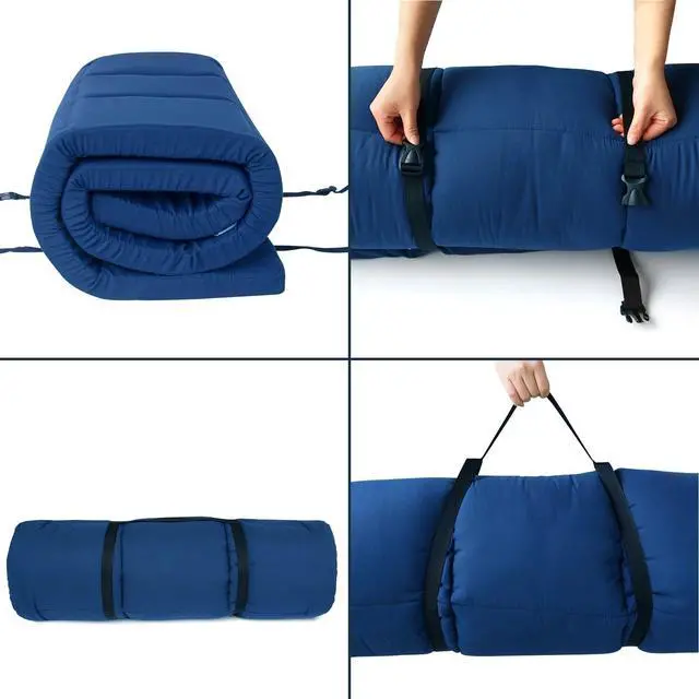 Alt view image 4 of 6 - Cot Topper (Improved Thickness), Foam Quilted Cot Pads for Camping, Soft Comfortable Camping Cot Pad Only, Camping Pad 75"x30" for Camp Cot/Rv Bunk/Narrow Twin Beds, Camping Essentials, Navy