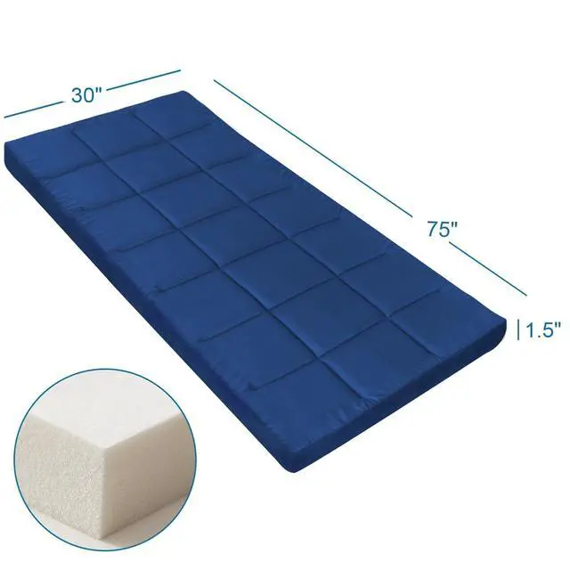Alt view image 5 of 6 - Cot Topper (Improved Thickness), Foam Quilted Cot Pads for Camping, Soft Comfortable Camping Cot Pad Only, Camping Pad 75"x30" for Camp Cot/Rv Bunk/Narrow Twin Beds, Camping Essentials, Navy
