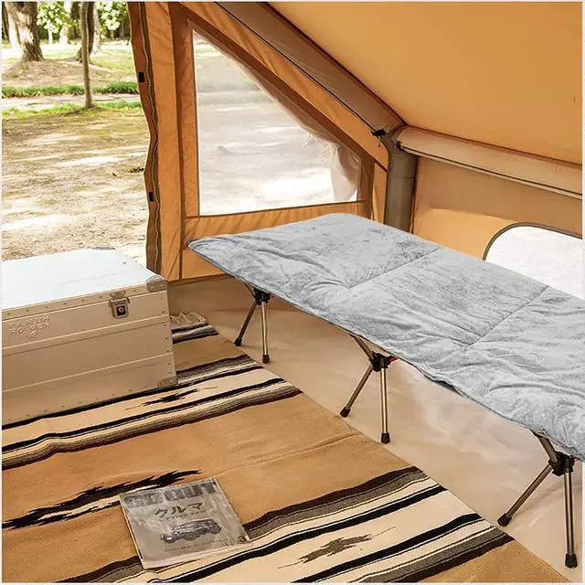 Alt view image 5 of 7 - Thick Camping Sleeping Pad, Soft Comfortable Microfiber Camping Cot Pads for Adults, Lightweight Foldable Sleeping mats for Traveling Hiking Backpacking Traveling Grey Large