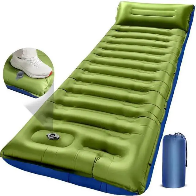 Main image of Camping Sleeping Pad, 5.9" Extra-Thick Reinforced Camping Mat with Built-in Pillow & Foot Pump, Ultralight Compact Inflating Camping Air Mattress for Backpacking Hiking Travel Tent Beach