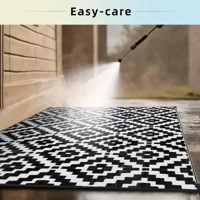 Alt view image 4 of 6 - Outdoor Rug 5x8 ft Waterproof Reversible Patio Plastic Straw Rugs for Decor Clearance Outside Large RV Camping Area Carpet Mat for Porch Deck Balcony Pool Backyard Picnic Beach Camper Door
