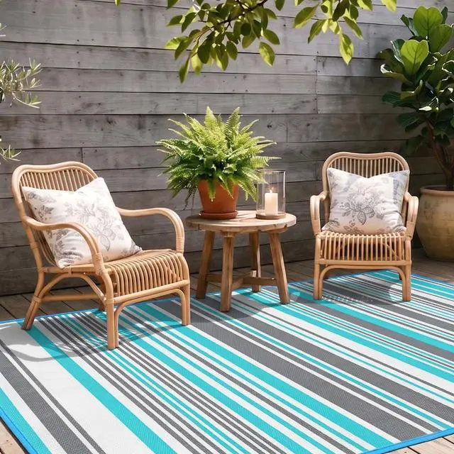 Alt view image 2 of 7 - Outdoor Patio Rug Waterproof Camping - Outdoor Plastic Straw Rug Area Carpet Clearance for Outside, Porch, RV Camper, Picnic, Balcony & Backyard, Patio Decor, Clearance