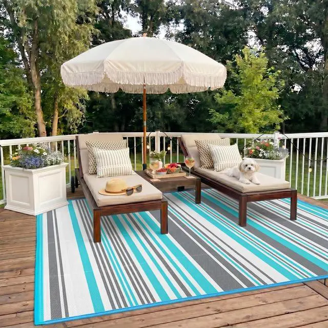 Alt view image 4 of 7 - Outdoor Patio Rug Waterproof Camping - Outdoor Plastic Straw Rug Area Carpet Clearance for Outside, Porch, RV Camper, Picnic, Balcony & Backyard, Patio Decor, Clearance