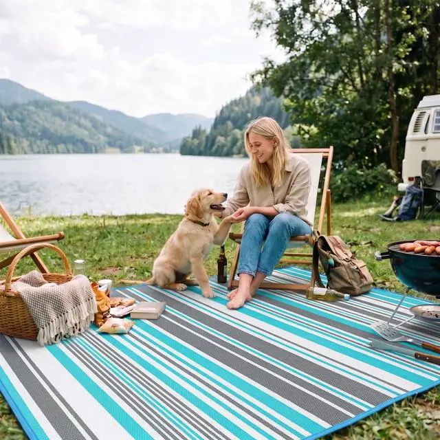 Alt view image 7 of 7 - Outdoor Patio Rug Waterproof Camping - Outdoor Plastic Straw Rug Area Carpet Clearance for Outside, Porch, RV Camper, Picnic, Balcony & Backyard, Patio Decor, Clearance