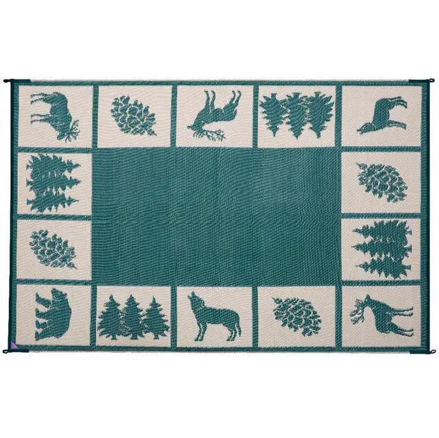 Alt view image 5 of 6 - 226094 6-feet by 9-feet Reversible Mat, Plastic Straw Rug, Large Floor Mat for Outdoors, RV, Patio, Backyard, Picnic, Beach, Camping - Hunter Mat (Green/Beige)