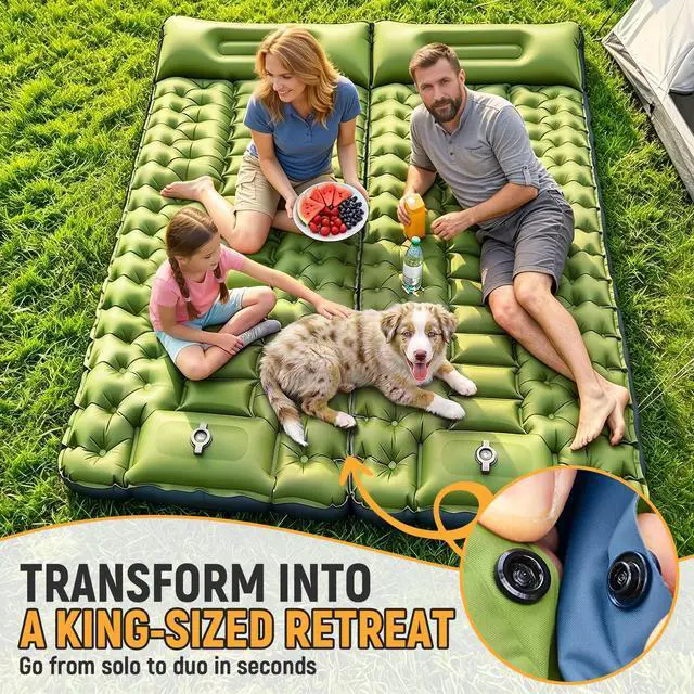 Alt view image 4 of 7 - Camping Sleeping Pad, Ultralight Inflatable Camping Mat with Pillow Built-in Foot Pump Sleeping Mat, Compact Camping Pad Gear for Backpacking Hiking Tent Travel Car Outdoor