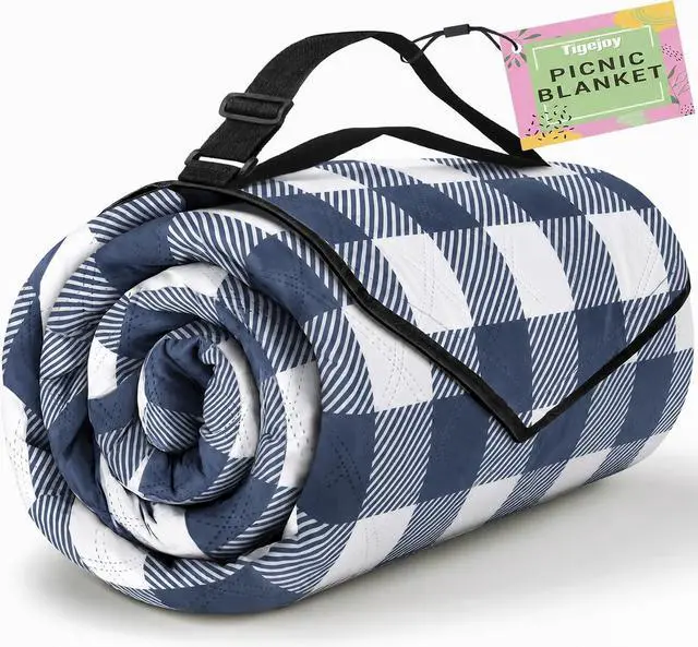 Main image of Extra Large Picnic Blanket Waterproof Foldable 80''x80'', Outdoor Picnic Mat Beach Blanket Sandproof for Park, Grass, Travel, Hiking, Camping Essentials, Gingham Picnic Blanket
