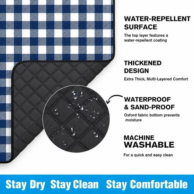 Alt view image 3 of 7 - Extra Large Picnic Blanket Waterproof Foldable 80''x80'', Outdoor Picnic Mat Beach Blanket Sandproof for Park, Grass, Travel, Hiking, Camping Essentials, Gingham Picnic Blanket