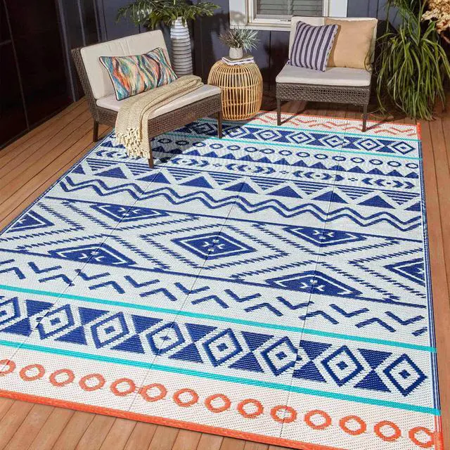 Main image of Outdoor Rugs Patio Camping Waterproof - 5x8 Plastic Straw Patio Rug Portable for Campers, Outside RVs Mat, Outdoor Area Carpet for Patios Clearance, Backyard Porch, Balcony, Picnic