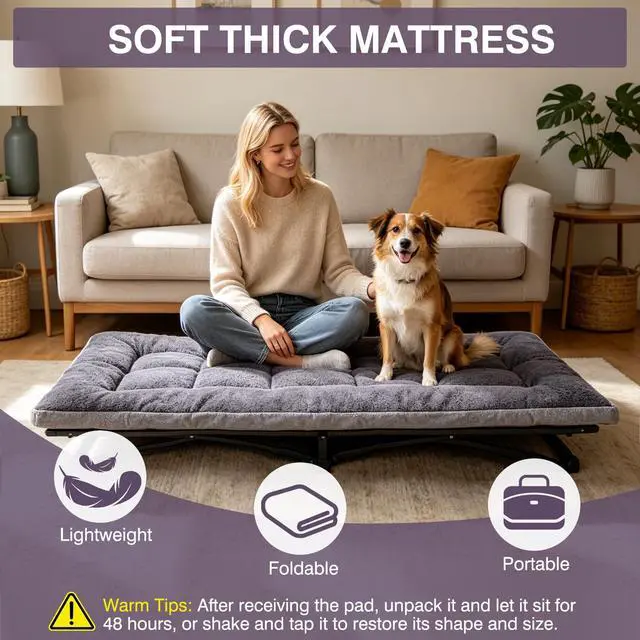 Alt view image 3 of 7 - Thick Camping Sleeping Pad - Soft Lamb Fluff Camping Cot Pads for Adults, Lightweight Foldable Sleeping Mat, Non-Slip Camping Mattress Pad for Travel Backpacking Hiking Car Tent Home Office Nap