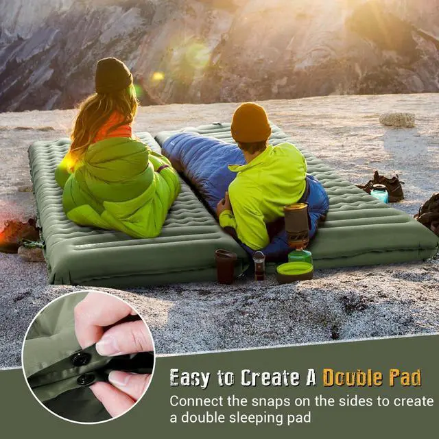 Alt view image 5 of 7 - CumbreX Single Sleeping Pad for Camping, 4.7" Ultra-Thick Inflatable Camping Sleeping Pad with Built-in Foot Pump & Quick Inflation, Portable Camping Sleeping Mat for Backpacking Hiking Tent