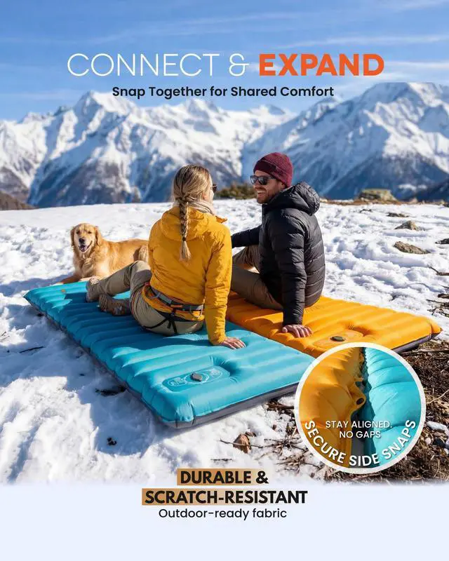 Alt view image 5 of 7 - Inflatable Camping Sleeping Pad, 4-Inch Thick Full Air Support, No Bottoming Out for Side Sleepers, Camping & Backpacking Mattress with Built-in Foot Pump, Durable & Compact Airlive2000
