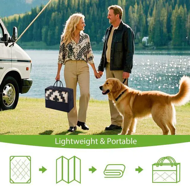 Alt view image 5 of 7 - Waterproof Outdoor Rug 5x8 ft, Reversible Plastic Straw Patio Camping Rugs, Outdoor Indoor RV Mat Carpet for Patio, Outside Entry, Backyard, Deck, Bench, Picnic, Camper, Black & Beige