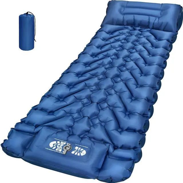 Main image of Sleeping Pad, Backpacking Camping Pad with Built-in Pillow and Foot Pump, 4in Thick Compact Camping mat for Hiking Tent Road Trip Car Camp Travel Gear