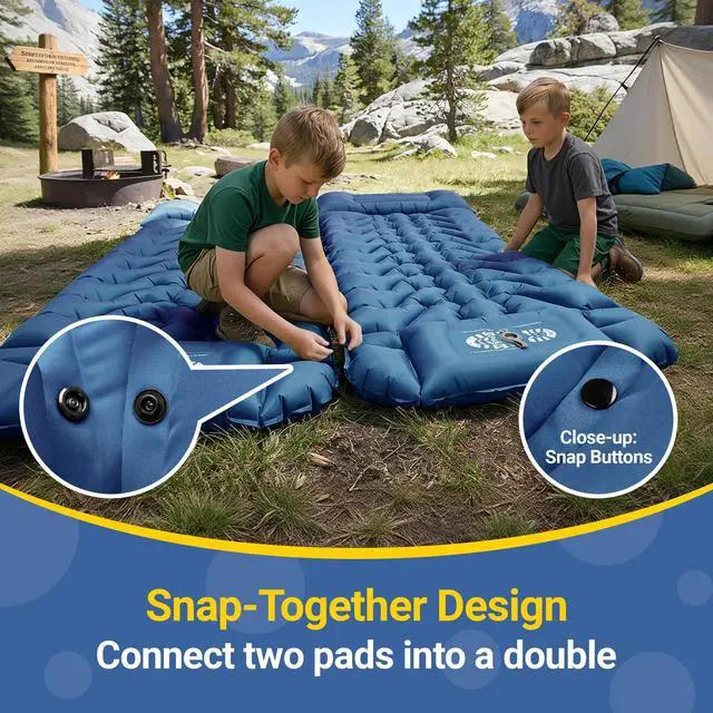 Alt view image 7 of 7 - Sleeping Pad, Backpacking Camping Pad with Built-in Pillow and Foot Pump, 4in Thick Compact Camping mat for Hiking Tent Road Trip Car Camp Travel Gear