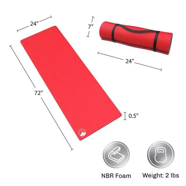 Alt view image 6 of 7 - Foam Sleep Pad - 0.50in Thick Non-Slip, Lightweight, Waterproof Camping Mat with Carry Handle for Cots, Hiking or Sleepovers by Outdoors (Red)