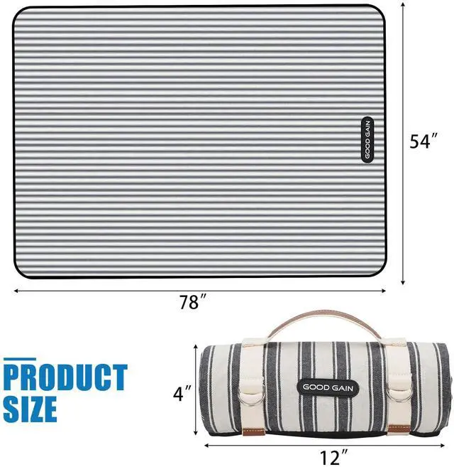 Alt view image 5 of 7 - Waterproof Picnic Blanket Portable with Carry Strap for Beach Mat or Family Outdoor Camping Party (Berry Blue)