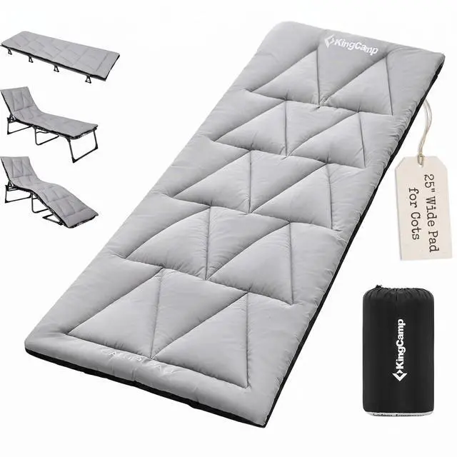 Main image of Cot Mattress, Soft Portable Sleeping Mat, Lightweight Non-Slip Comfortable Camping Pad with Elastic Straps for Camping Cot Mattress Topper Travelling Hiking & RV Bunk