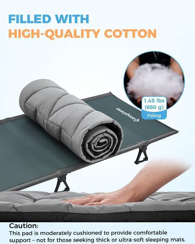 Alt view image 3 of 7 - Cot Mattress, Soft Portable Sleeping Mat, Lightweight Non-Slip Comfortable Camping Pad with Elastic Straps for Camping Cot Mattress Topper Travelling Hiking & RV Bunk
