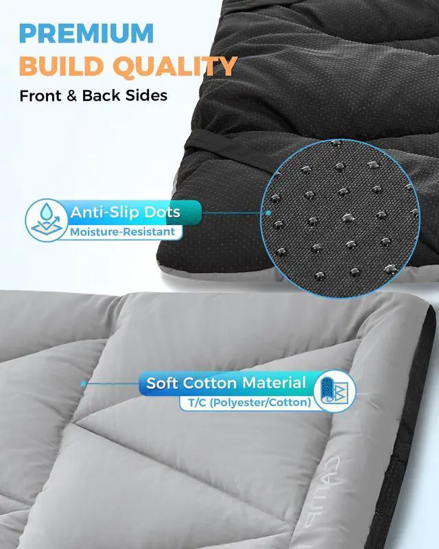 Alt view image 6 of 7 - Cot Mattress, Soft Portable Sleeping Mat, Lightweight Non-Slip Comfortable Camping Pad with Elastic Straps for Camping Cot Mattress Topper Travelling Hiking & RV Bunk
