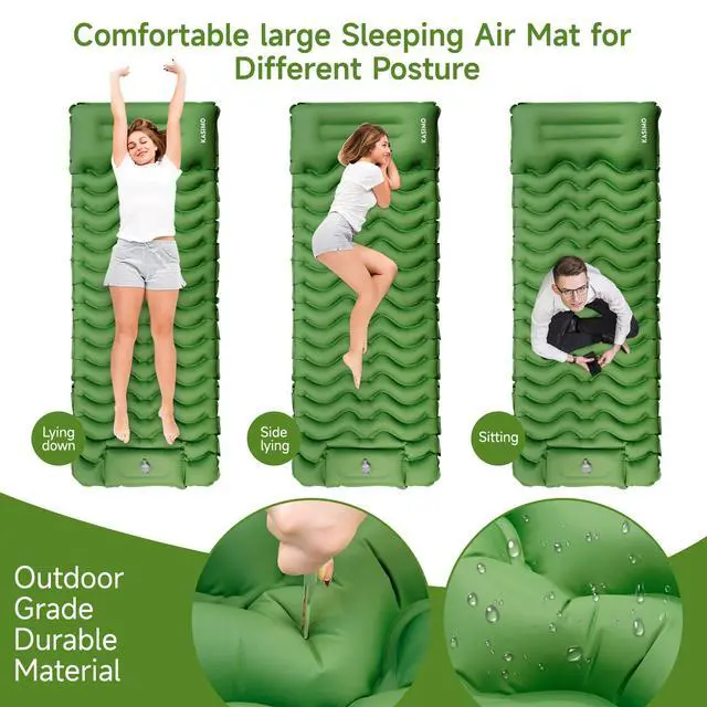 Alt view image 5 of 7 - Camping Sleeping Pad, Ultralight Camping Mat with Pillow Built-in Foot Pump Inflatable Sleeping Pads Compact for Camping Backpacking Hiking Traveling Tents
