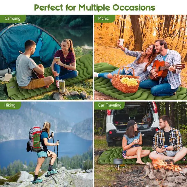 Alt view image 7 of 7 - Camping Sleeping Pad, Ultralight Camping Mat with Pillow Built-in Foot Pump Inflatable Sleeping Pads Compact for Camping Backpacking Hiking Traveling Tents