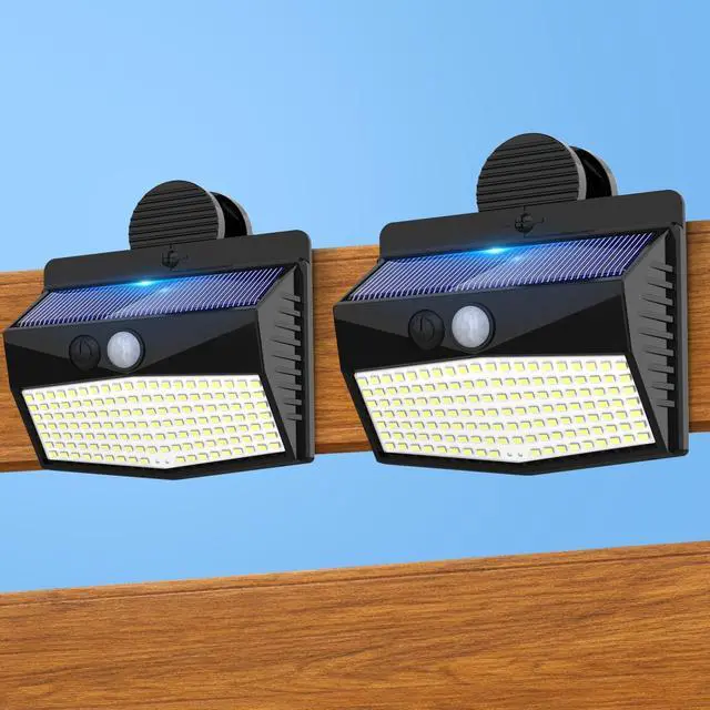 Main image of 2 Pack 138 LED Clip On Solar Lights Outdoor, Motion Sensor Lights with 3 Modes, Solar Security Light Waterproof for Outside Fence, Deck, Gutter, Camping