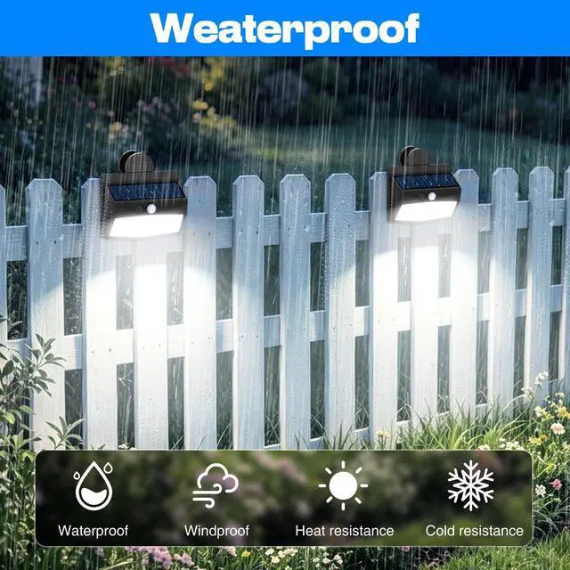Alt view image 5 of 7 - 2 Pack 138 LED Clip On Solar Lights Outdoor, Motion Sensor Lights with 3 Modes, Solar Security Light Waterproof for Outside Fence, Deck, Gutter, Camping
