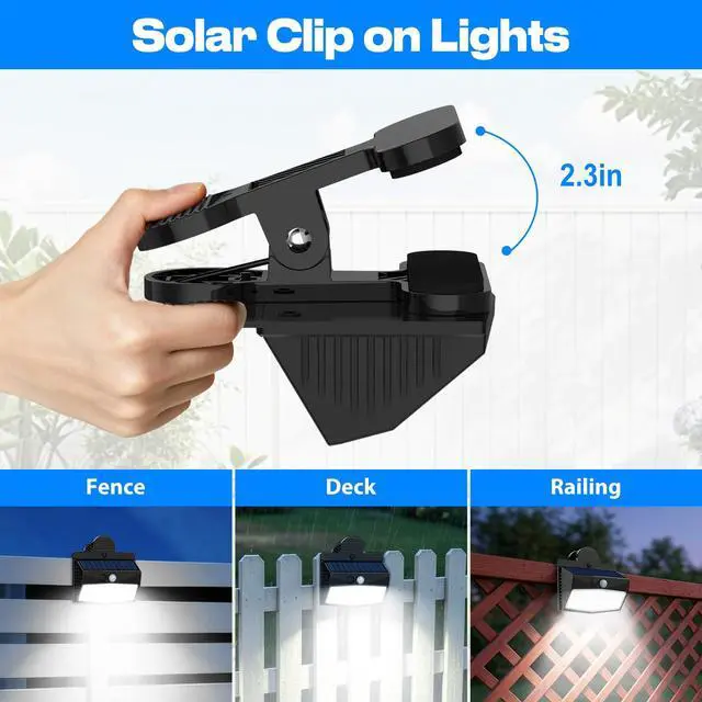 Alt view image 2 of 7 - 2 Pack 138 LED Clip On Solar Lights Outdoor, Motion Sensor Lights with 3 Modes, Solar Security Light Waterproof for Outside Fence, Deck, Gutter, Camping