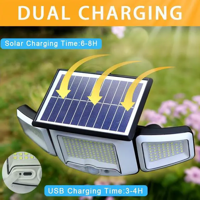 Alt view image 6 of 7 - Solar Motion Sensor Light Outdoor,Bright with 231 LEDs,Clip on