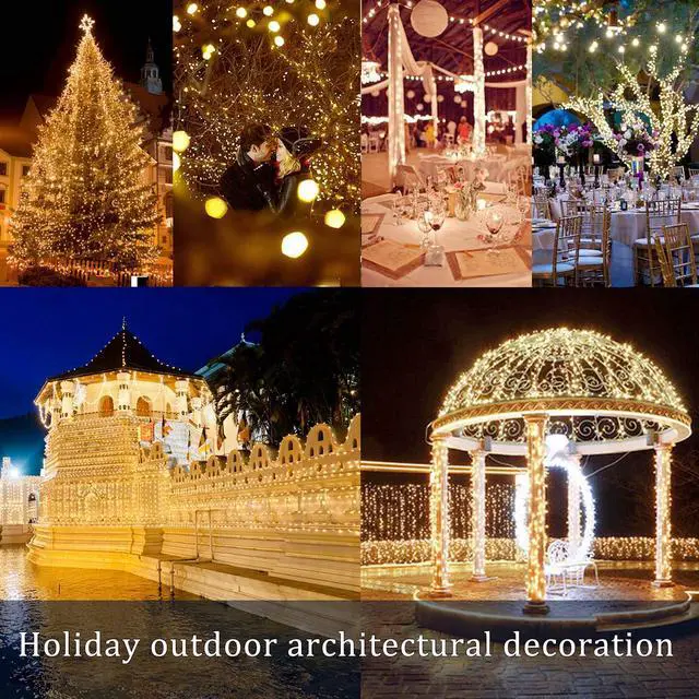 Alt view image 5 of 7 - 2 Pack Total 200 LED 66FT Solar Powered Copper Wire String Lights Outdoor, Waterproof, 8 Modes Fairy Lights for Garden, Patio, Party, Yard, Christmas (Warm White)