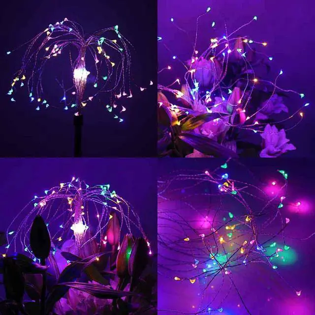 Alt view image 5 of 7 - 2 Pack Solar Garden Lights Total 240 LED - Waterproof Firework Starburst Outdoor Lights with 8 Mode, Solar Powered Flower Firework Light for Garden, Pathway, Patio, Yard, Flowerbed Decor