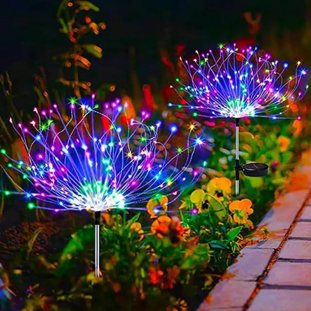 Main image of 2 Pack Solar Garden Lights Total 240 LED - Waterproof Firework Starburst Outdoor Lights with 8 Mode, Solar Powered Flower Firework Light for Garden, Pathway, Patio, Yard, Flowerbed Decor