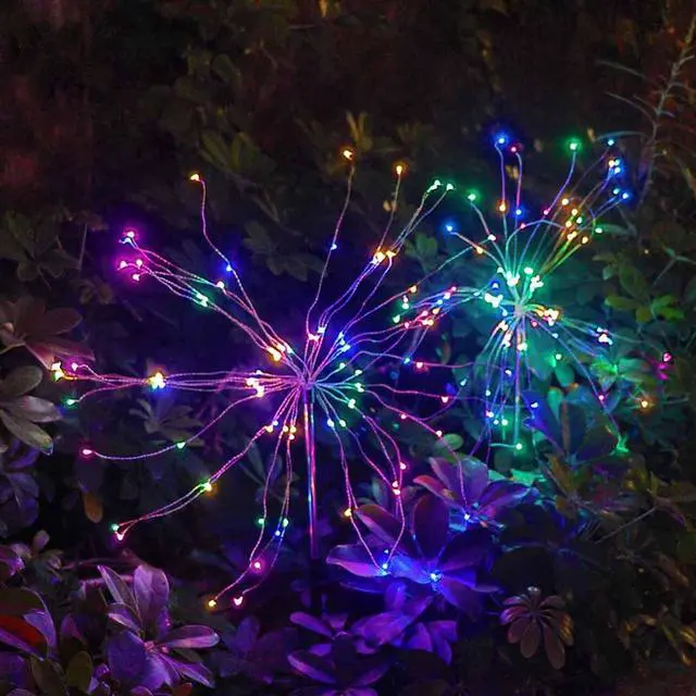 Alt view image 6 of 7 - 2 Pack Solar Garden Lights Total 240 LED - Waterproof Firework Starburst Outdoor Lights with 8 Mode, Solar Powered Flower Firework Light for Garden, Pathway, Patio, Yard, Flowerbed Decor