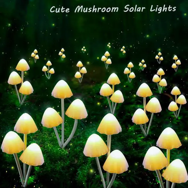 Alt view image 2 of 7 - Solar Mushroom Lights for Outside, 6Pack 18 LED Mushrooms with 8 Lighting Modes, Unique Mushroom Garden Decor Gifts, Cute Mushroom Solar Lights Outdoor Garden for Path,Landscape,Yard,Patio,Lawn Decor