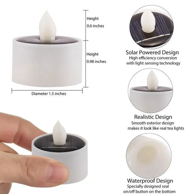 Alt view image 4 of 7 - Solar Tea Lights Outdoor Waterproof, 8pcs Rechargeable Dusk to Dawn Little Solar Votive Candles, Flameless Flickering Small Light for Lantern Window DIY Chandelier Patio Deck Garden Decor (Warm White)