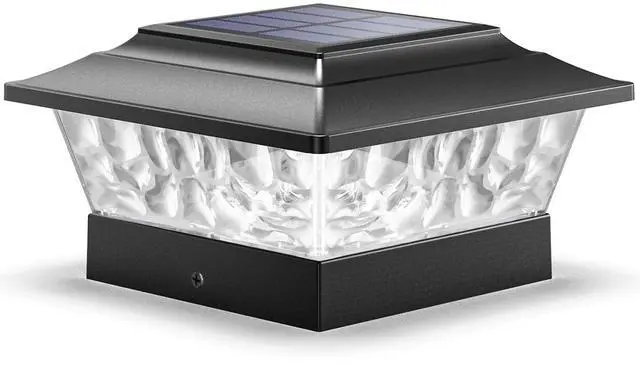 Main image of Solar Post Lights Outdoor 12 LEDs 4 Modes Post Cap Light for 4x4 5x5 6x6 Wooden Vinyl Deck Fence Posts Garden Patio Decor, Warm/Cool White Dynamic Lighting (1 Pack, Black)