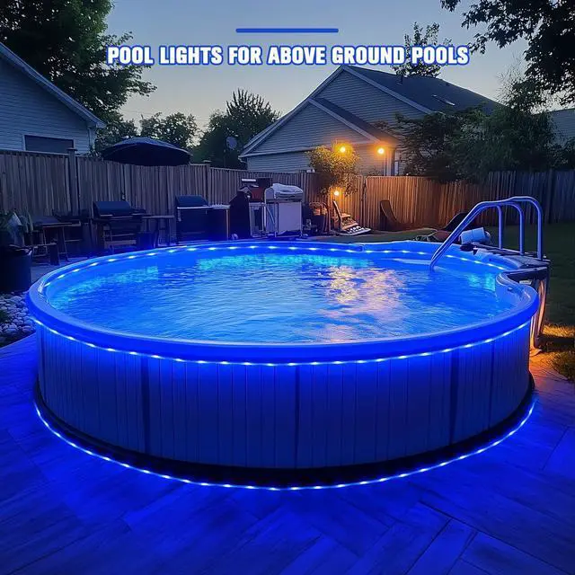Alt view image 3 of 7 - 200 LED Pool Accessories Solar Rope Lights Outdoor, 72ft IP 65 Outdoor Waterproof Solar Pool Lights with 8 Modes, Blue Solar Christmas Lights for Trampoline Fence Yard Walkway Christmas