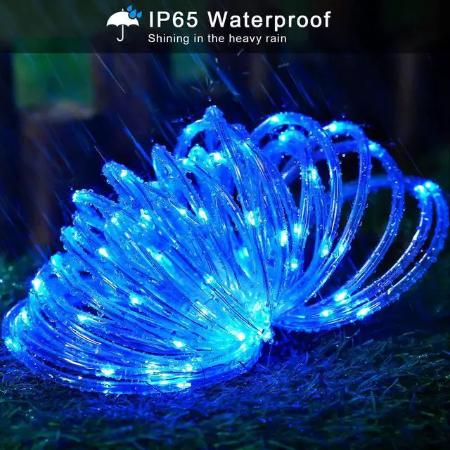 Alt view image 5 of 7 - 200 LED Pool Accessories Solar Rope Lights Outdoor, 72ft IP 65 Outdoor Waterproof Solar Pool Lights with 8 Modes, Blue Solar Christmas Lights for Trampoline Fence Yard Walkway Christmas