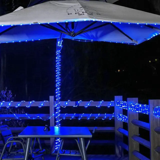 Alt view image 6 of 7 - 200 LED Pool Accessories Solar Rope Lights Outdoor, 72ft IP 65 Outdoor Waterproof Solar Pool Lights with 8 Modes, Blue Solar Christmas Lights for Trampoline Fence Yard Walkway Christmas